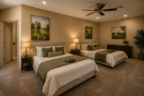 Second-Floor Master Suite — For the Trip Organizer (He Earned It) — The Albatross 11-bedroom golf mansion near Wolf Creek, Mesquite NV