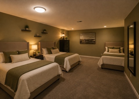 Third-Floor Bedroom 2 — Sleeps the Late-Night Card Players — The Albatross 11-bedroom golf mansion near Wolf Creek, Mesquite NV